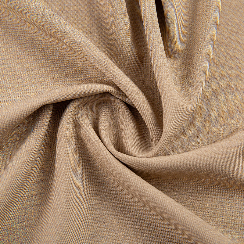 DS675 221GSM Imitation acetate Lelis 2/2 Light Brown twill Polyester fabric para sa business casual wear at pantalon
