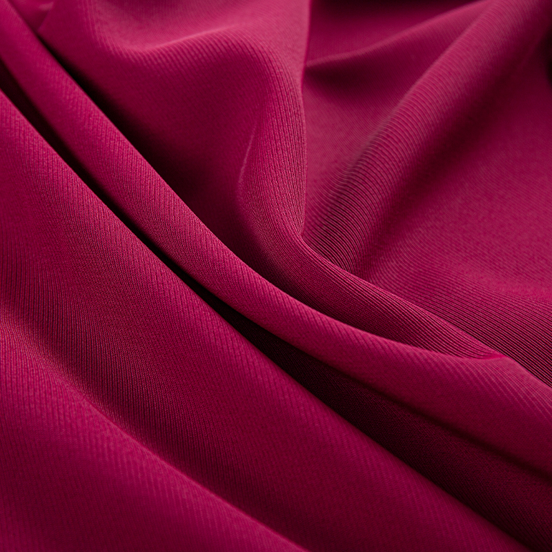 DS382 red 272GSM Dull matte filament twill fabric, polyester four-sided stretch, skin-friendly drape, wrinkle-resistant at wear-resistant