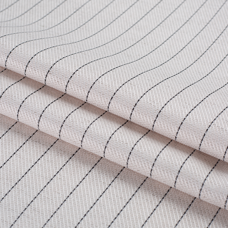 HY529-Linen Lauris Black Silk Strips Lyocell Fabric