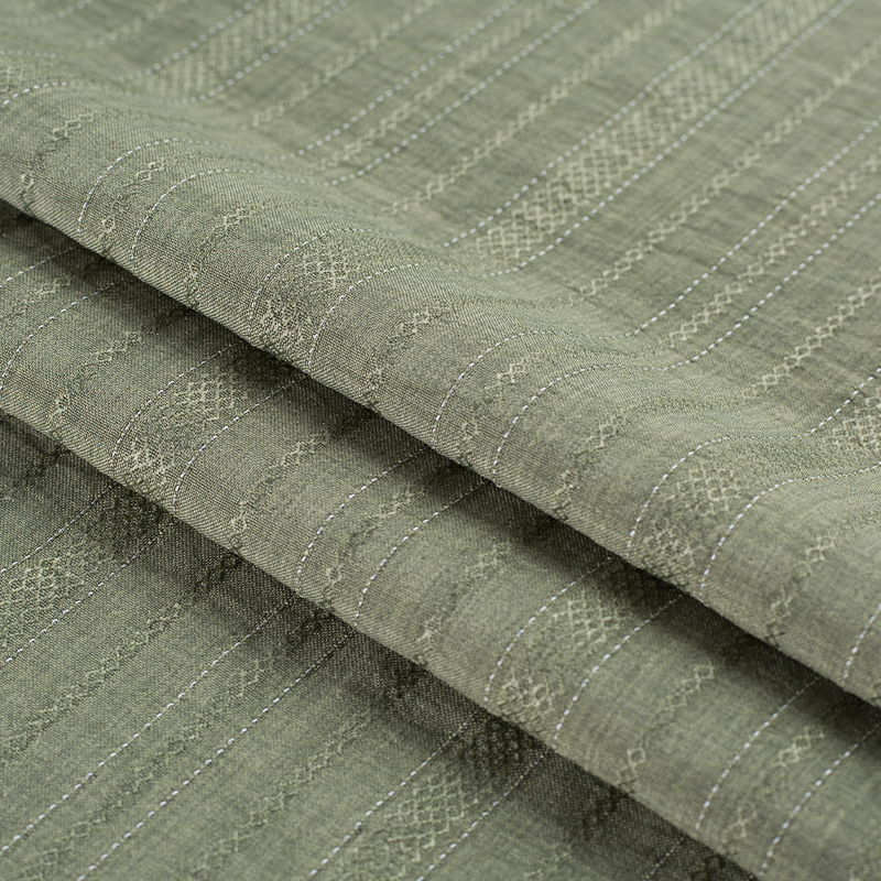 HY557-Rayon 136GSM 99%P 1% Rayon Diamond Alternating Thickness Stripe Lyocell na Tela